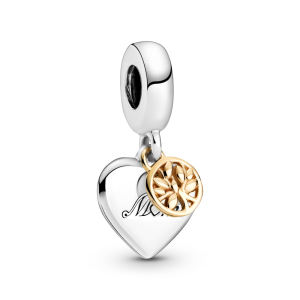 Two-tone Family Tree & Heart Dangle Charm