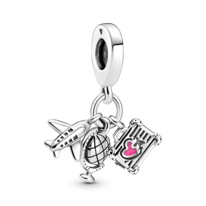 Airplane. Globe & Suitcase Dangle Charm